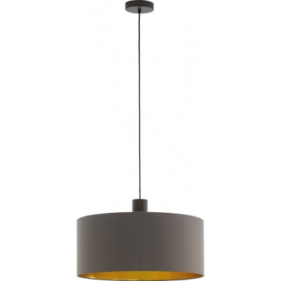 87,95 € Free Shipping | Hanging lamp Eglo Concessa 1 60W Cylindrical Shape Ø 53 cm. Living room and dining room. Modern, sophisticated and design Style. Steel and textile. Golden, brown, dark brown and light brown Color