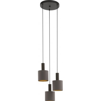 152,95 € Free Shipping | Hanging lamp Eglo Concessa 1 180W Cylindrical Shape Ø 42 cm. Living room and dining room. Modern, sophisticated and design Style. Steel and textile. Golden, brown, dark brown and light brown Color