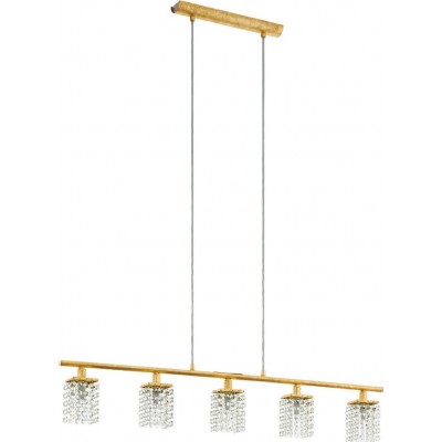 吊灯 Eglo Pyton Gold 15W 拉长的 形状 110×92 cm. 客厅 和 饭厅. 现代的, 复杂的 和 设计 风格. 钢 和 水晶. 金的 颜色