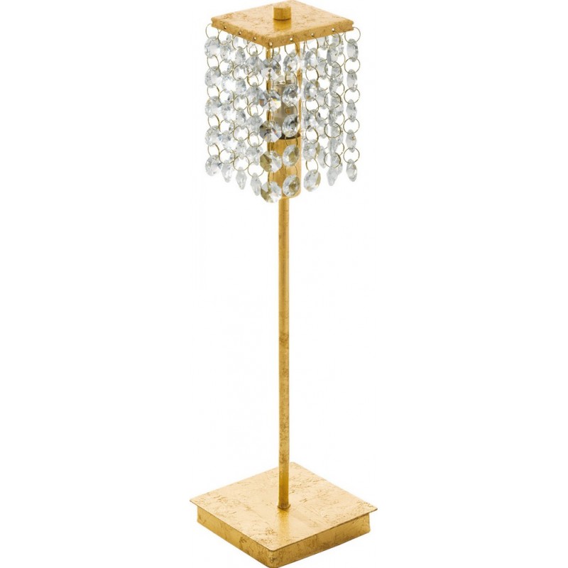 Lâmpada de mesa Eglo Pyton Gold 3W Forma Cúbica 38×7 cm. Quarto, escritório e área de trabalho. Estilo moderno, sofisticado e projeto. Aço e Cristal. Cor dourado