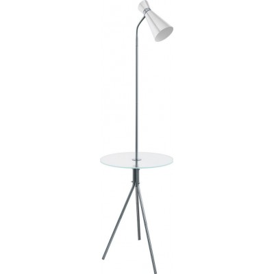 Floor lamp Eglo Policara 10W Conical Shape Ø 45 cm. Dining room, bedroom and office. Modern, sophisticated and design Style. Steel and glass. White, nickel and matt nickel Color