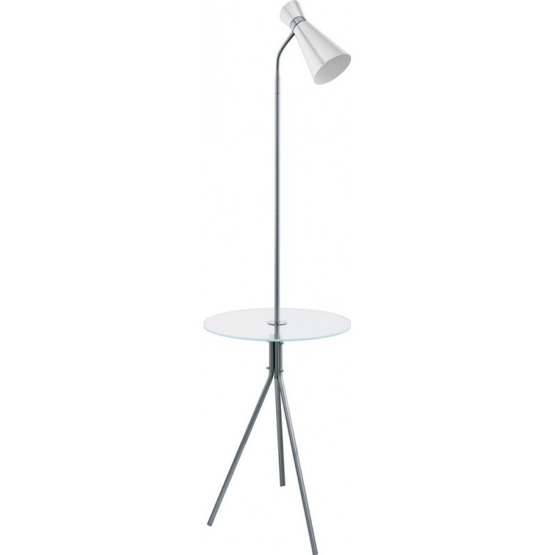 149,95 € Free Shipping | Floor lamp Eglo Policara 10W Conical Shape Ø 45 cm. Dining room, bedroom and office. Modern, sophisticated and design Style. Steel and glass. White, nickel and matt nickel Color