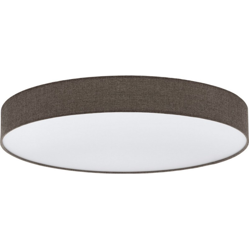 Indoor ceiling light Eglo Romao 2 60W 3000K Warm light. Cylindrical Shape Ø 76 cm. Living room, kitchen and bathroom. Modern Style. Steel, linen and plastic. White and brown Color