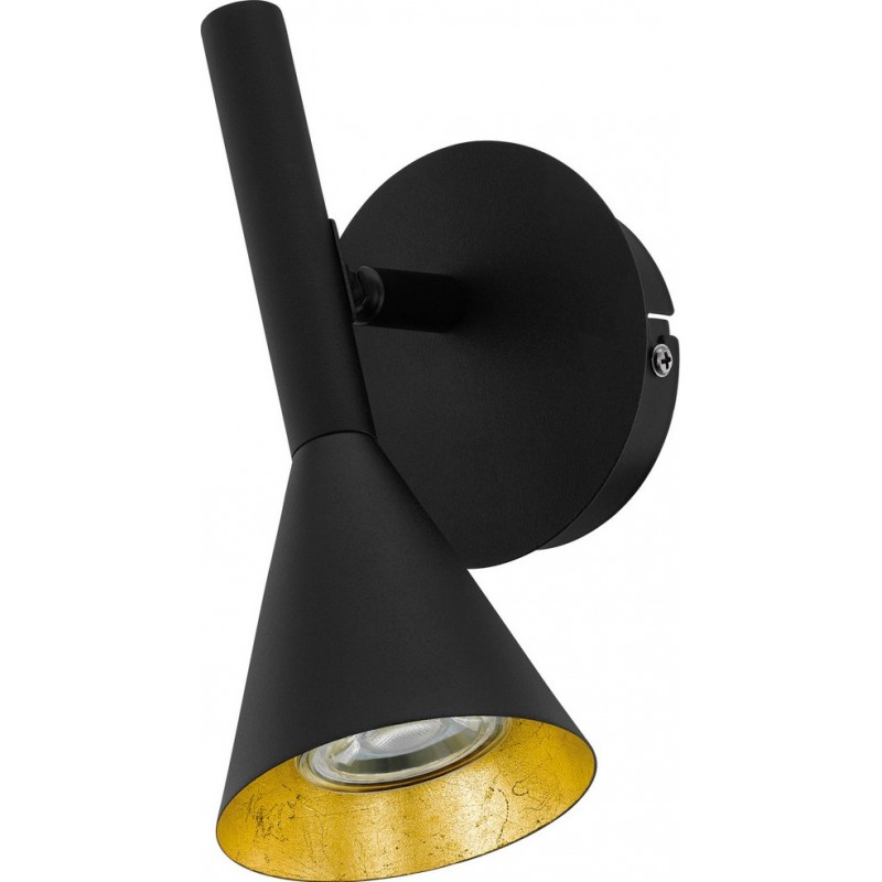35,95 € Free Shipping | Indoor spotlight Eglo Cortaderas 5W Conical Shape Ø 12 cm. Bedroom, office and work zone. Modern and cool Style. Steel. Golden and black Color