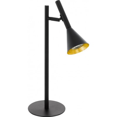 Lámpara de escritorio Eglo Cortaderas 5W Forma Cónica 45×24 cm. Dormitorio, oficina y zona de trabajo. Estilo moderno, sofisticado y diseño. Acero. Color dorado y negro