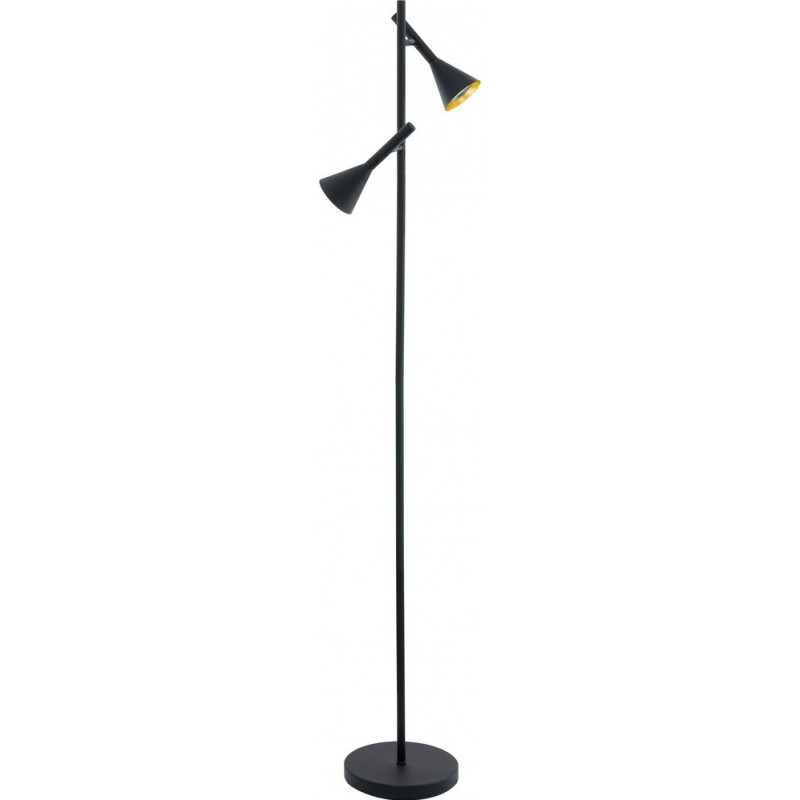 114,95 € Free Shipping | Floor lamp Eglo Cortaderas 10W Conical Shape Ø 25 cm. Dining room, bedroom and office. Modern, sophisticated and design Style. Steel. Golden and black Color