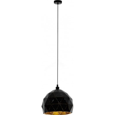 106,95 € Free Shipping | Hanging lamp Eglo Roccaforte 60W Spherical Shape Ø 30 cm. Living room and dining room. Retro, vintage and cool Style. Steel. Golden and black Color