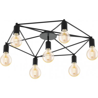 243,95 € Free Shipping | Chandelier Eglo Staiti 420W Angular Shape Ø 76 cm. Living room, dining room and bedroom. Design Style. Steel. Black Color