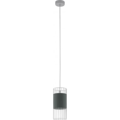 Lampada a sospensione Eglo Norumbega 60W Forma Cilindrica Ø 14 cm. Soggiorno e sala da pranzo. Stile moderno, sofisticato e design. Acciaio e Tessile. Colore bianca e grigio