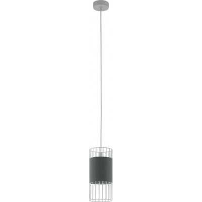 Lámpara colgante Eglo Norumbega 60W Forma Cilíndrica Ø 14 cm. Salón y comedor. Estilo moderno, sofisticado y diseño. Acero y Textil. Color blanco y gris
