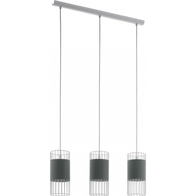 Hanging lamp Eglo Norumbega 180W Extended Shape 110×74 cm. Living room and dining room. Modern, sophisticated and design Style. Steel and textile. White and gray Color