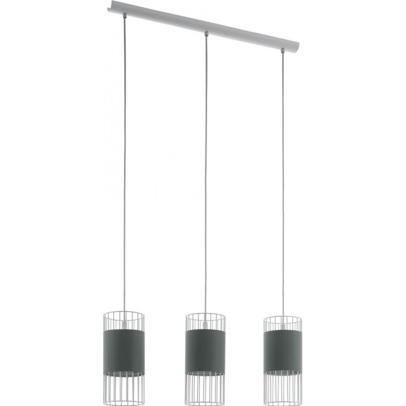 Lámpara colgante Eglo Norumbega 180W Forma Alargada 110×74 cm. Salón y comedor. Estilo moderno, sofisticado y diseño. Acero y Textil. Color blanco y gris