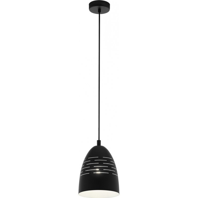 29,95 € Free Shipping | Hanging lamp Eglo Camastra 40W Conical Shape Ø 19 cm. Living room and dining room. Modern, sophisticated and design Style. Steel. White and black Color