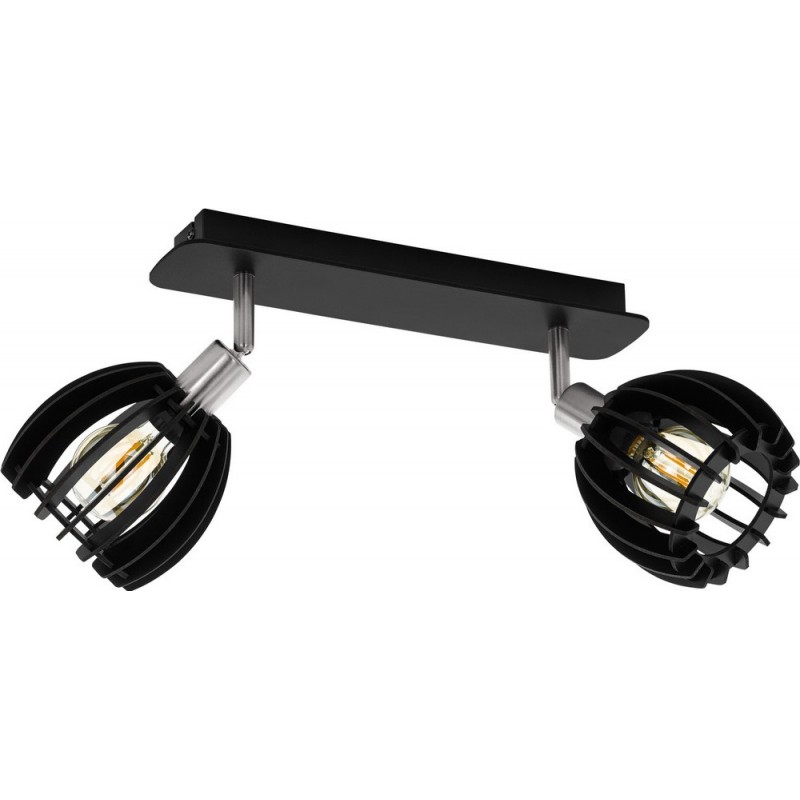 Ceiling lamp Eglo Cossano Spot 56W Extended Shape 33×7 cm. Living room, dining room and bedroom. Design Style. Steel and Wood. Black, nickel and matt nickel Color
