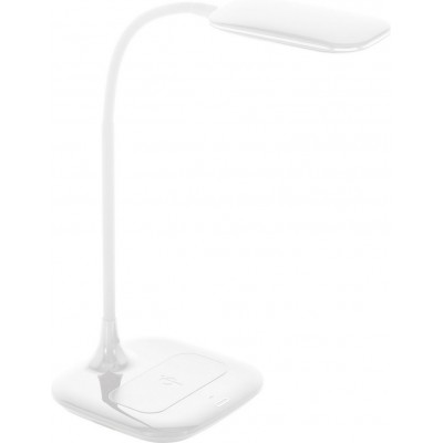 86,95 € Free Shipping | Desk lamp Eglo Masserie 3.4W 4000K Neutral light. Extended Shape 39 cm. Office and work zone. Modern and design Style. Plastic. White Color