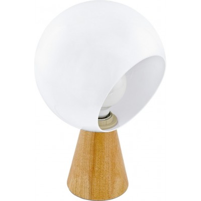 61,95 € Free Shipping | Table lamp Eglo Mamblas 60W Conical Shape Ø 20 cm. Bedroom, office and work zone. Modern and design Style. Steel, wood and plastic. White and brown Color