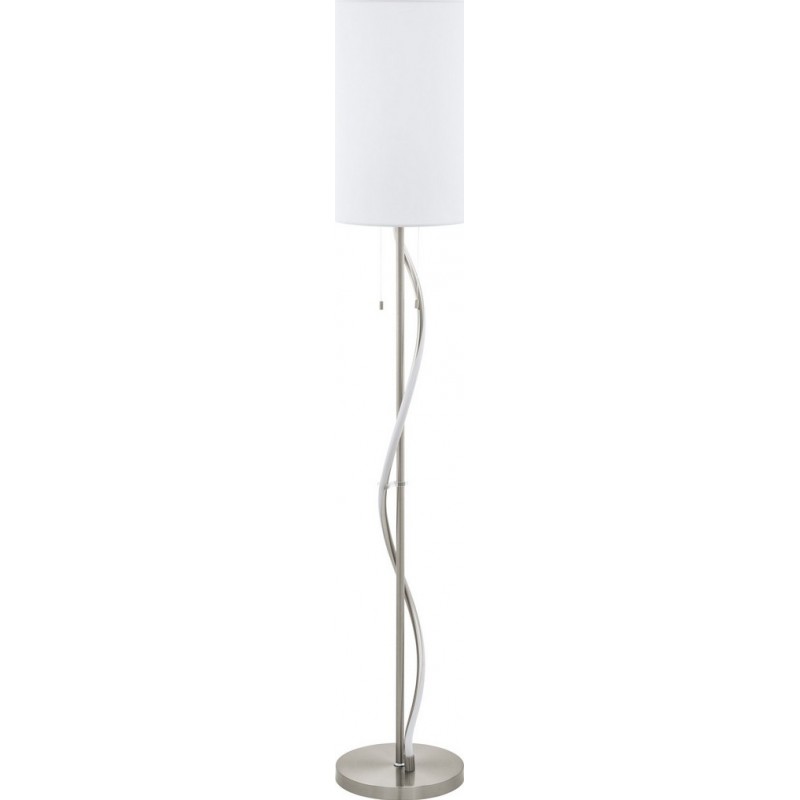 209,95 € Free Shipping | Floor lamp Eglo Espartal 72W 3000K Warm light. Cylindrical Shape Ø 25 cm. Living room, dining room and bedroom. Modern and design Style. Steel, Aluminum and Textile. Aluminum, white, nickel, matt nickel and silver Color