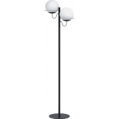 176,95 € Free Shipping | Floor lamp Eglo Sabalete 80W Spherical Shape 156×45 cm. Living room, dining room and bedroom. Modern and design Style. Steel, glass and opal glass. White and black Color