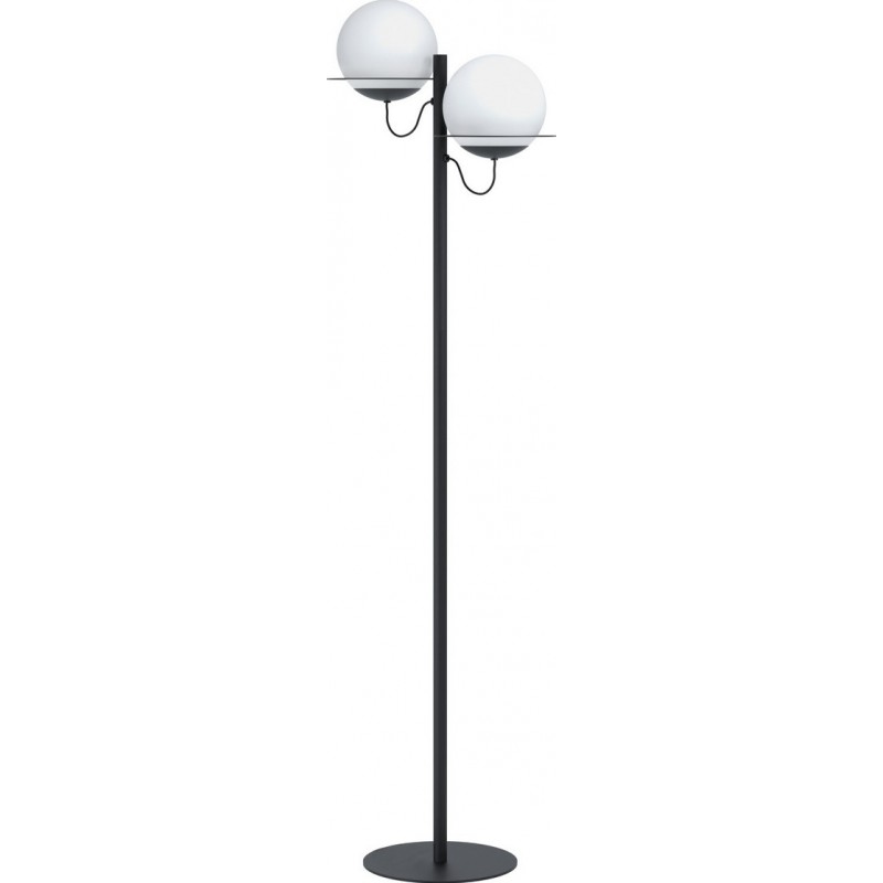 149,95 € Free Shipping | Floor lamp Eglo Sabalete 80W Spherical Shape 156×45 cm. Living room, dining room and bedroom. Modern and design Style. Steel, Glass and Opal glass. White and black Color