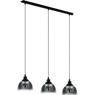 Lámpara colgante Eglo Beleser 180W Forma Alargada 110×91 cm. Salón, cocina y comedor. Estilo moderno, sofisticado y diseño. Acero. Color negro y negro transparente