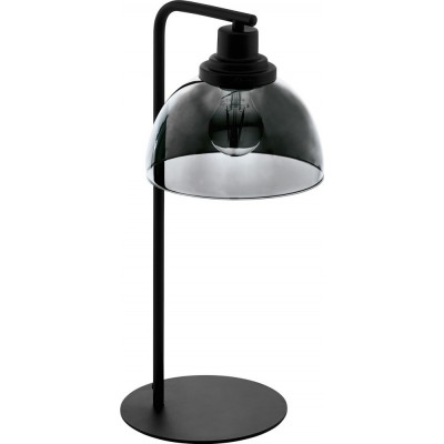 69,95 € Free Shipping | Table lamp Eglo Beleser 60W Conical Shape 51×27 cm. Bedroom, office and work zone. Modern, design and cool Style. Steel. Black and transparent black Color