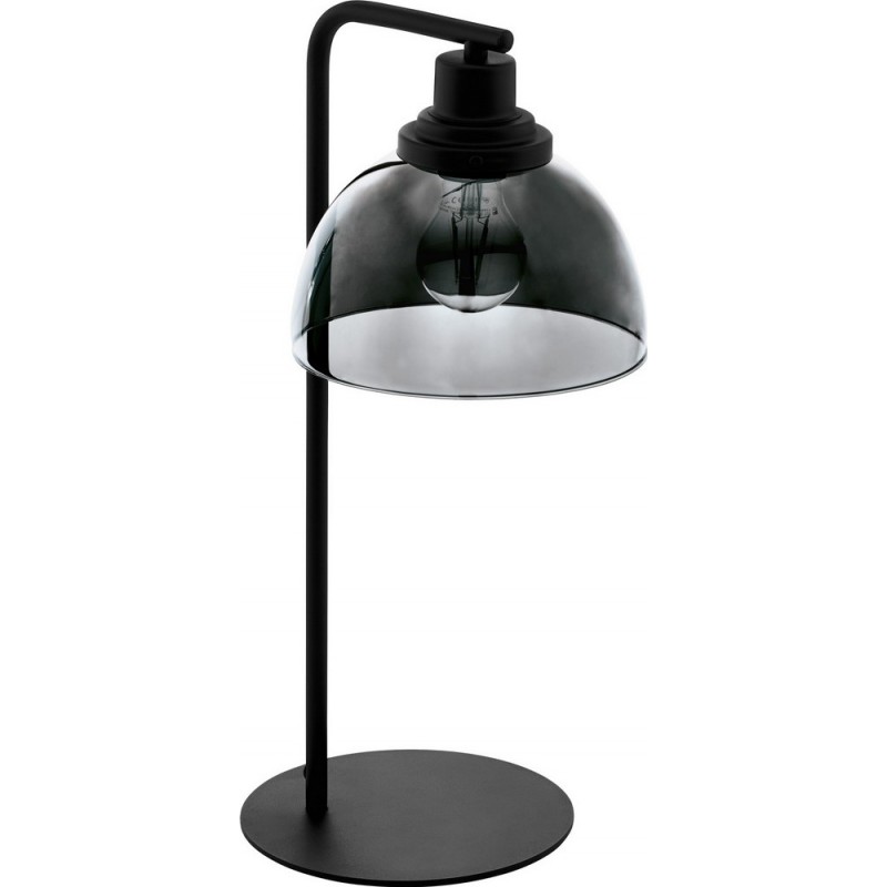 82,95 € Free Shipping | Desk lamp Eglo Beleser 60W Conical Shape 51×27 cm. Bedroom, office and work zone. Modern, design and cool Style. Steel. Black and transparent black Color