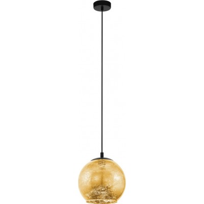 吊灯 Eglo Albaraccin 40W 球形 形状 Ø 27 cm. 客厅 和 饭厅. 乡村, 复古的 和 优质的 风格. 钢 和 玻璃. 金的 和 黑色的 颜色