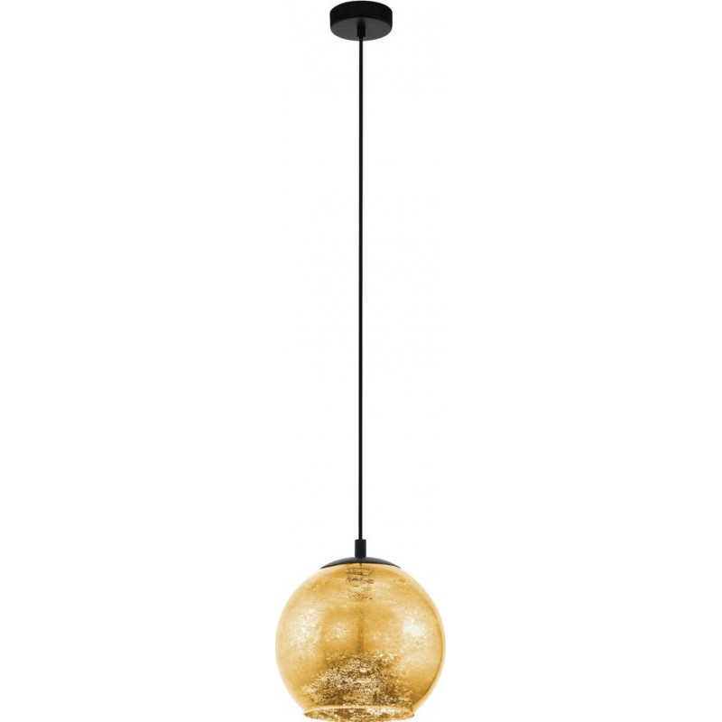 101,95 € Free Shipping | Hanging lamp Eglo Albaraccin 40W Spherical Shape Ø 27 cm. Living room and dining room. Rustic, retro and vintage Style. Steel and glass. Golden and black Color