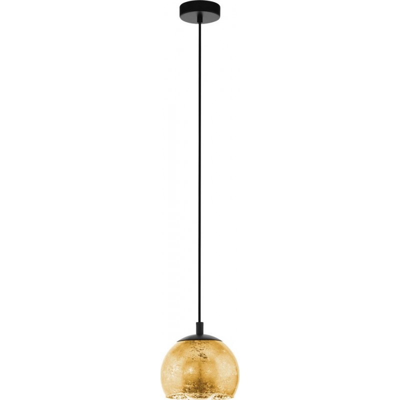 73,95 € Kostenloser Versand | Hängelampe Eglo Albaraccin 40W Sphärisch Gestalten Ø 19 cm. Wohnzimmer und esszimmer. Rustikal, retro und jahrgang Stil. Stahl und Glas. Golden und schwarz Farbe