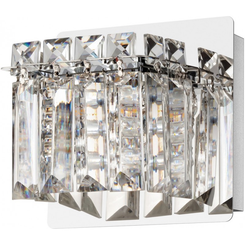42,95 € Free Shipping | Indoor wall light Eglo Fuertescusa 3W Cubic Shape 13×13 cm. Bedroom. Modern, sophisticated and cool Style. Steel and crystal. Plated chrome and silver Color