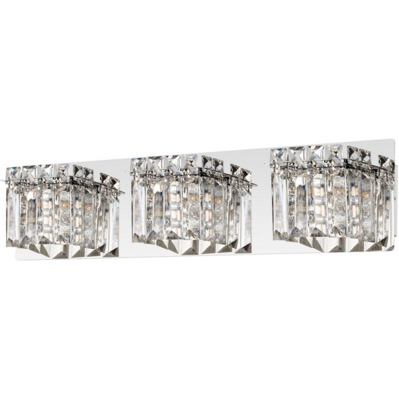 116,95 € Free Shipping | Indoor wall light Eglo Fuertescusa 9W Cubic Shape 55×13 cm. Bedroom. Modern, sophisticated and cool Style. Steel and crystal. Plated chrome and silver Color