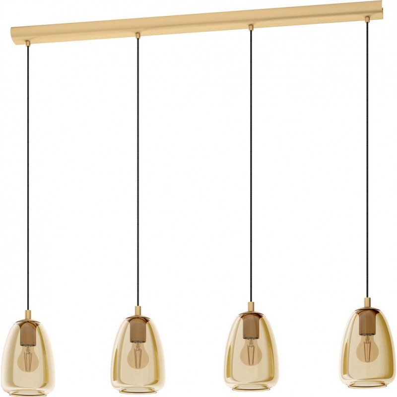 275,95 € Free Shipping | Hanging lamp Eglo Alobrase 160W Extended Shape 110×108 cm. Living room and dining room. Modern, sophisticated and design Style. Steel. Golden, brass and orange Color