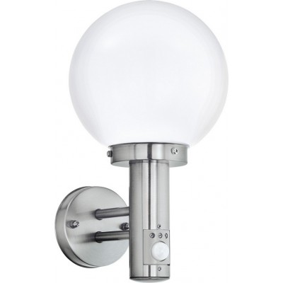 63,95 € Free Shipping | Outdoor wall light Eglo Nisia 60W Spherical Shape 36×20 cm. Terrace, garden and pool. Modern and design Style. Steel, stainless steel and glass. Stainless steel, white and silver Color