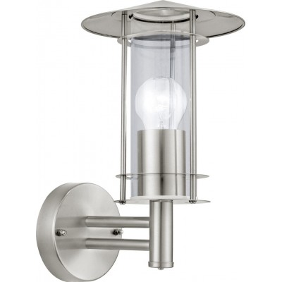 48,95 € Free Shipping | Outdoor wall light Eglo Lisio 60W Cylindrical Shape 30×18 cm. Terrace, garden and pool. Modern and design Style. Steel, stainless steel and glass. Stainless steel and silver Color