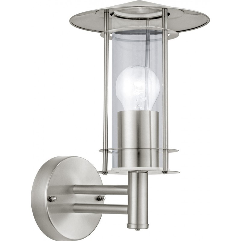 52,95 € Free Shipping | Outdoor wall light Eglo Lisio 60W Cylindrical Shape 30×18 cm. Terrace, garden and pool. Modern and design Style. Steel, stainless steel and glass. Stainless steel and silver Color