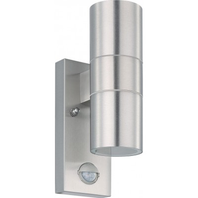 63,95 € Free Shipping | Outdoor wall light Eglo Riga 5 6W Cylindrical Shape 22×7 cm. Terrace, garden and pool. Modern and design Style. Steel, stainless steel and glass. Stainless steel and silver Color
