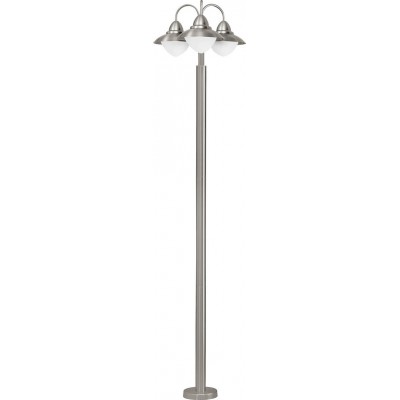 386,95 € Free Shipping | Streetlight Eglo Sidney 180W Conical Shape Ø 60 cm. Floor lamp Terrace, garden and pool. Retro and vintage Style. Steel, Stainless steel and Glass. Stainless steel, white and silver Color