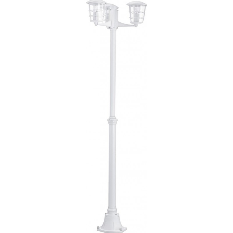 Streetlight Eglo Aloria 180W Cylindrical Shape Ø 48 cm. Floor lamp Terrace, garden and pool. Retro and vintage Style. Aluminum and plastic. White Color