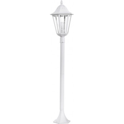 Streetlight Eglo Navedo 60W Conical Shape Ø 23 cm. Floor lamp Terrace, garden and pool. Retro and vintage Style. Aluminum and glass. White Color