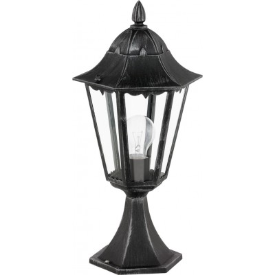 43,95 € Free Shipping | Luminous beacon Eglo Navedo 60W Conical Shape Ø 23 cm. Socket lamp Terrace, garden and pool. Retro and vintage Style. Aluminum and glass. Black and silver Color