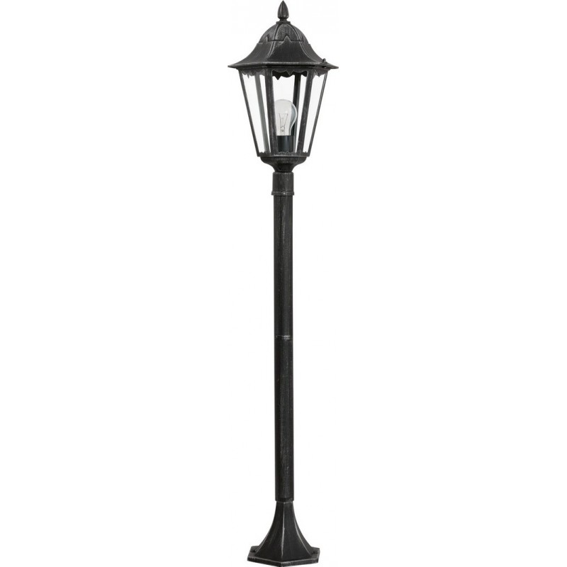 74,95 € Free Shipping | Streetlight Eglo Navedo 60W Conical Shape Ø 23 cm. Terrace, garden and pool. Retro and vintage Style. Aluminum and Glass. Black and silver Color