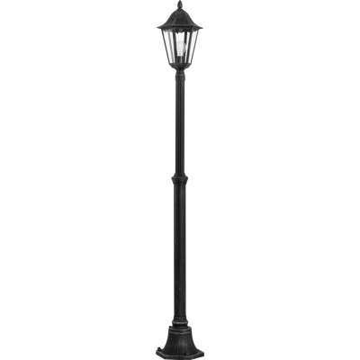 159,95 € Free Shipping | Streetlight Eglo Navedo 60W Conical Shape Ø 23 cm. Floor lamp Terrace, garden and pool. Retro and vintage Style. Aluminum and glass. Black and silver Color