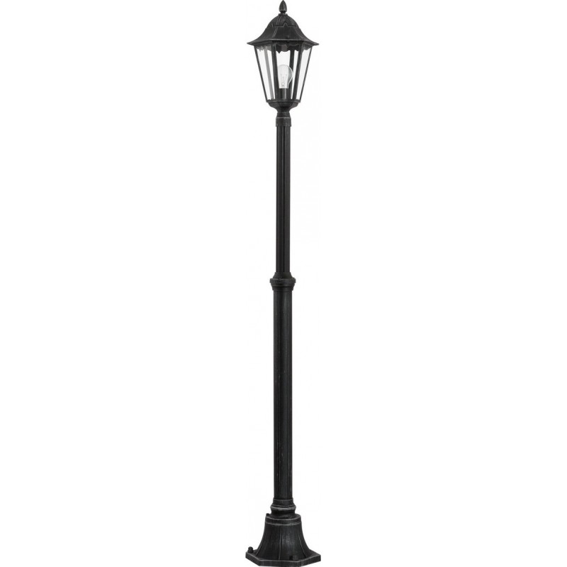 195,95 € Free Shipping | Streetlight Eglo Navedo 60W Conical Shape Ø 23 cm. Floor lamp Terrace, garden and pool. Retro and vintage Style. Aluminum and Glass. Black and silver Color