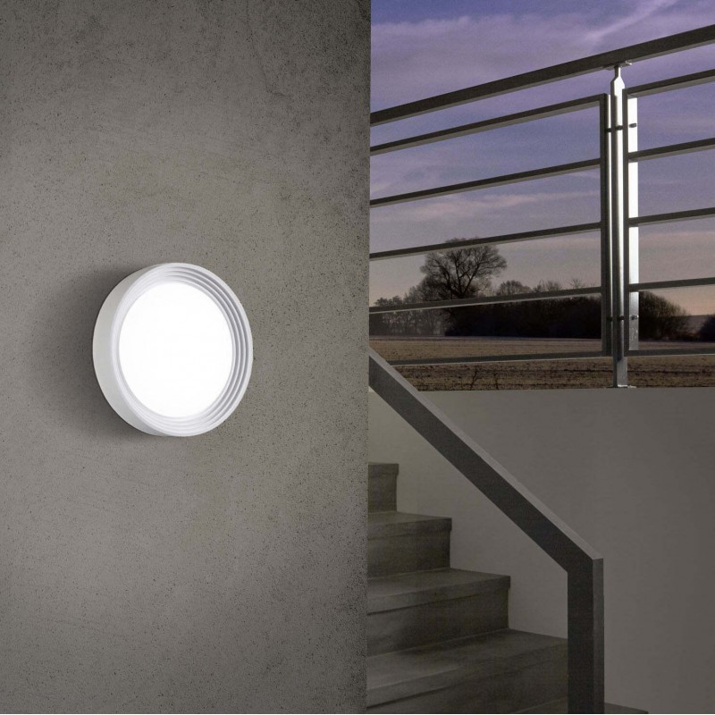 Outdoor lamp Eglo Ontaneda 8.5W 3000K Warm light. Round Shape Ø 32 cm. Wall and ceiling lamp Terrace, garden and pool. Modern and design Style. Plastic. White Color