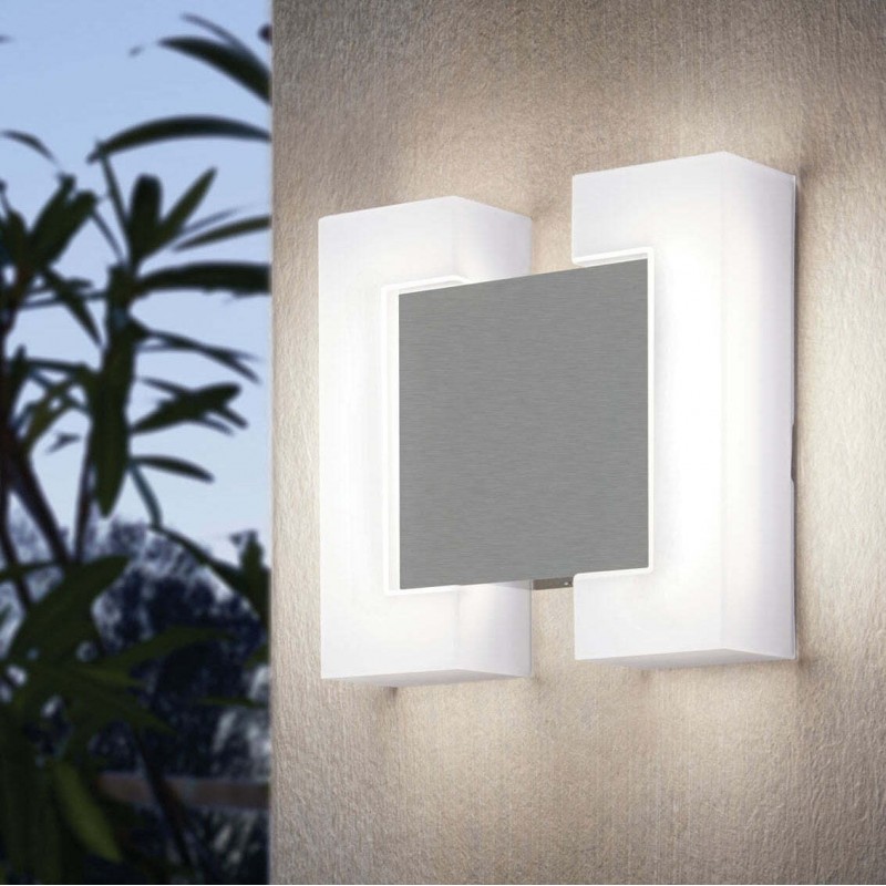 47,95 € Free Shipping | Outdoor wall light Eglo Sitia 9.5W 3000K Warm light. Cubic Shape 18×18 cm. Terrace, garden and pool. Modern and design Style. Steel, galvanized steel and plastic. White, nickel and matt nickel Color