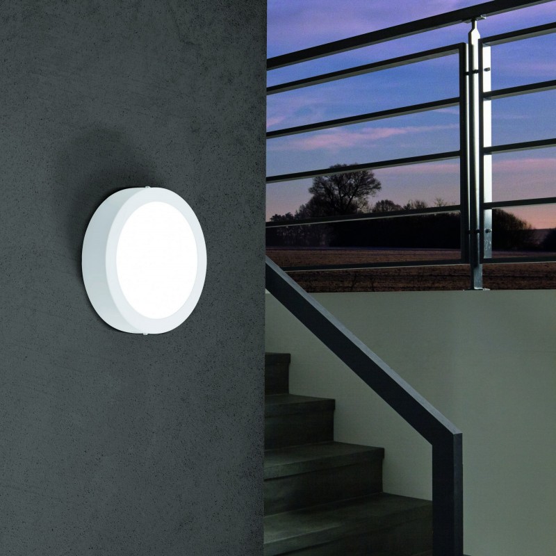 55,95 € Free Shipping | Outdoor lamp Eglo Argolis 16.5W 3000K Warm light. Round Shape Ø 22 cm. Wall and ceiling lamp Terrace, garden and pool. Modern and design Style. Aluminum and plastic. White Color
