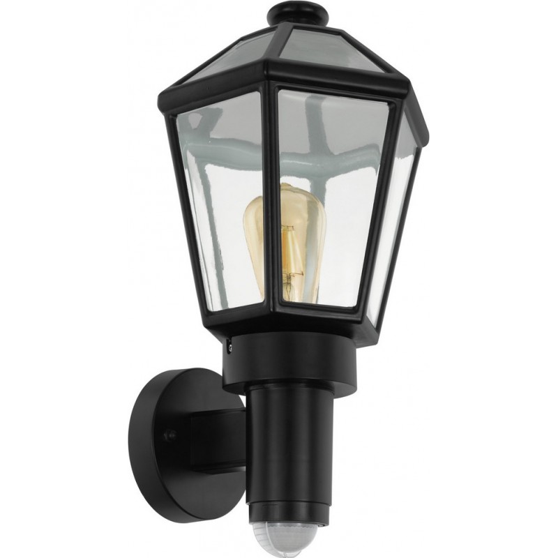 Outdoor wall light Eglo Monselice 28W Pyramidal Shape 43×20 cm. Terrace, garden and pool. Retro, vintage and design Style. Plastic and glass. Black Color