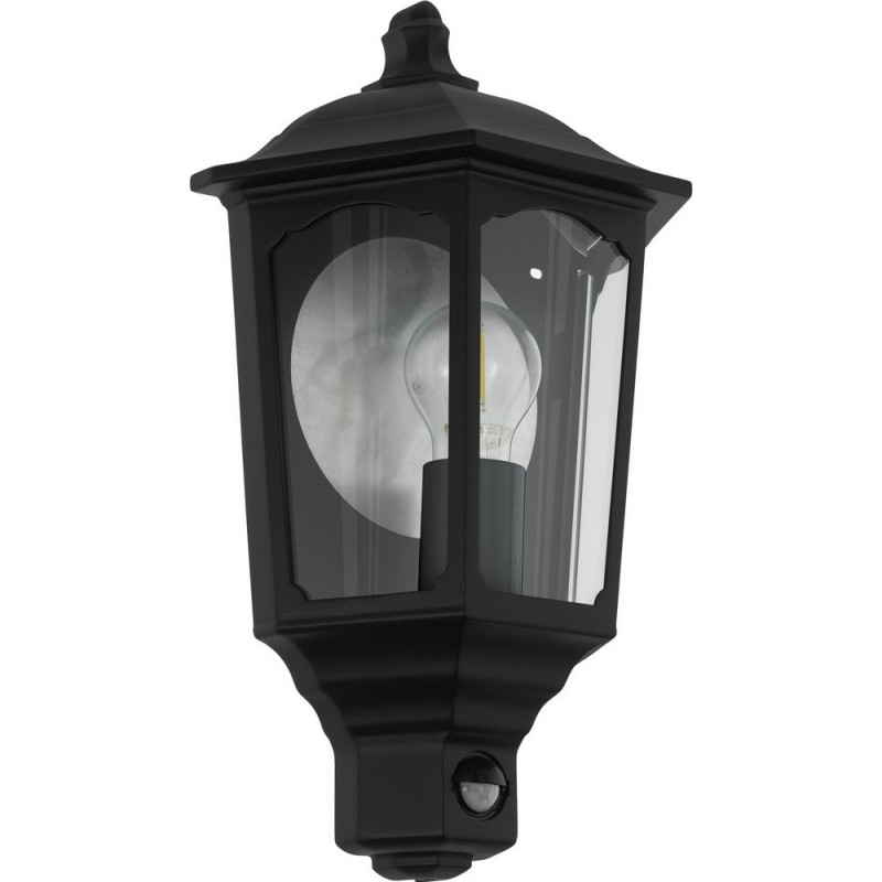 Outdoor wall light Eglo Manerbio 60W Cubic Shape 41×24 cm. Terrace, garden and pool. Retro, vintage and design Style. Aluminum and glass. Black Color