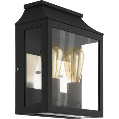 126,95 € Kostenloser Versand | Außenwandleuchte Eglo Soncino 120W 33×27 cm. Aluminium und glas. Schwarz Farbe