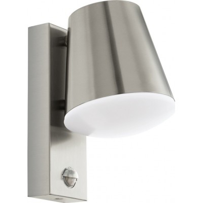 Aplique de pared exterior Eglo Caldiero 10W Forma Cónica 24×14 cm. Terraza, jardín y piscina. Estilo moderno y diseño. Acero, Acero inoxidable y Plástico. Color acero inoxidable, blanco y plata